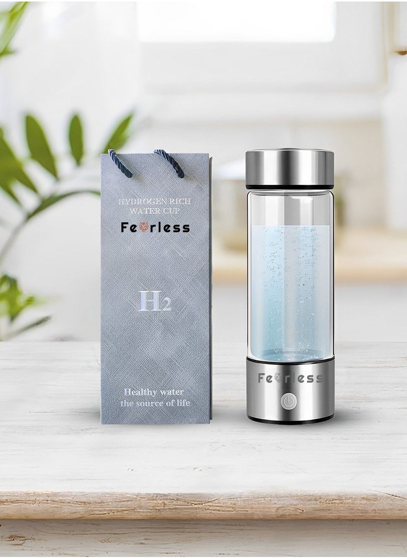 Fearlex - Rechargeable and Portable Glass H2 Hydrogen Water Generator Bottle | Advanced PEM(Japan) and SPE(Korea) Technology with up to 1200 PPB | Balanced PH Water Ionizer - Image 1