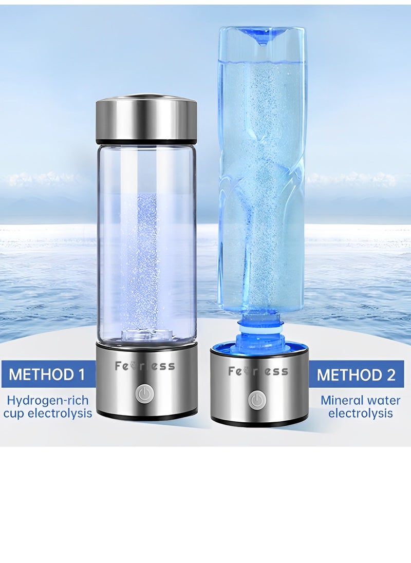Fearlex - Rechargeable and Portable Glass H2 Hydrogen Water Generator Bottle | Advanced PEM(Japan) and SPE(Korea) Technology with up to 1200 PPB | Balanced PH Water Ionizer - Image 1