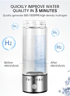 Fearlex Rechargeable and Portable Glass H2 Hydrogen Water Generator Bottle | Advanced PEM(Japan) and SPE(Korea) Technology with up to 1200 PPB | Balanced PH Water Ionizer  - Image 4