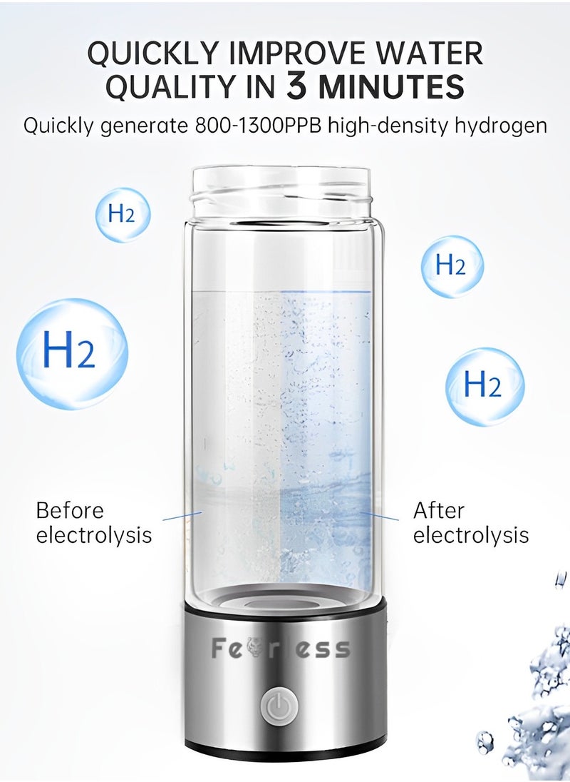 Fearlex - Rechargeable and Portable Glass H2 Hydrogen Water Generator Bottle | Advanced PEM(Japan) and SPE(Korea) Technology with up to 1200 PPB | Balanced PH Water Ionizer - Image 1