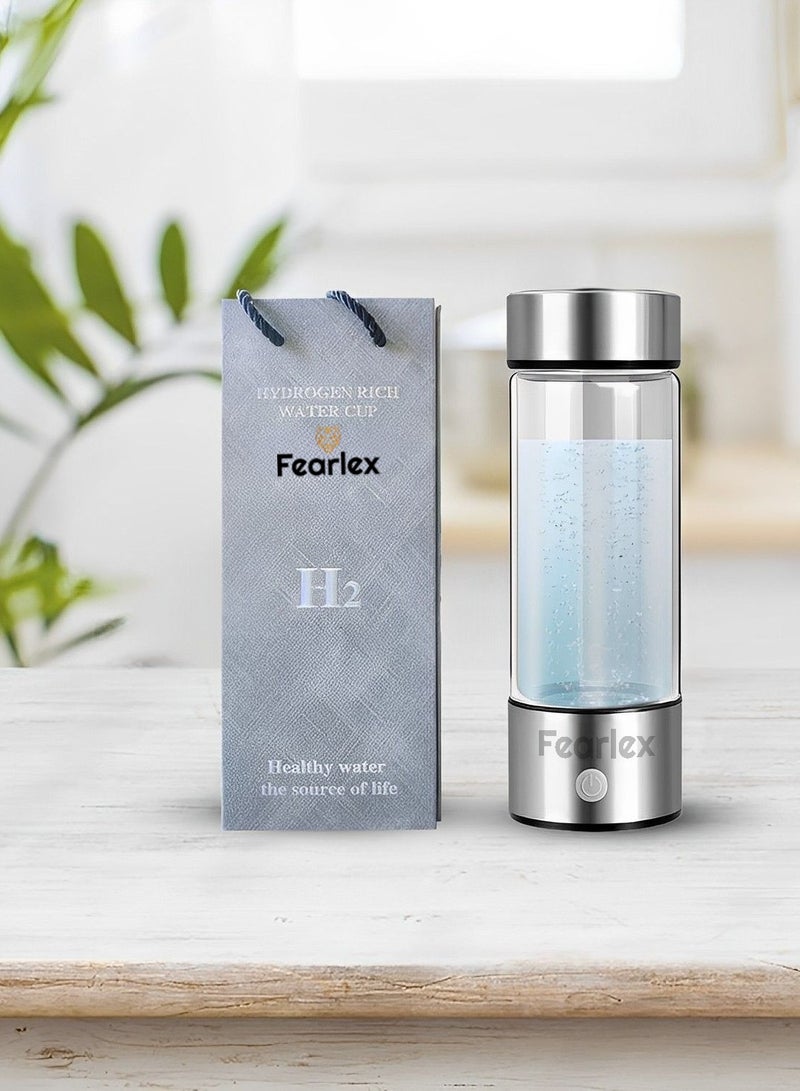 Fearlex Rechargeable and Portable Glass H2 Hydrogen Water Generator Bottle | Advanced PEM(Japan) and SPE(Korea) Technology with up to 1200 PPB | Balanced PH Water Ionizer - Image 1