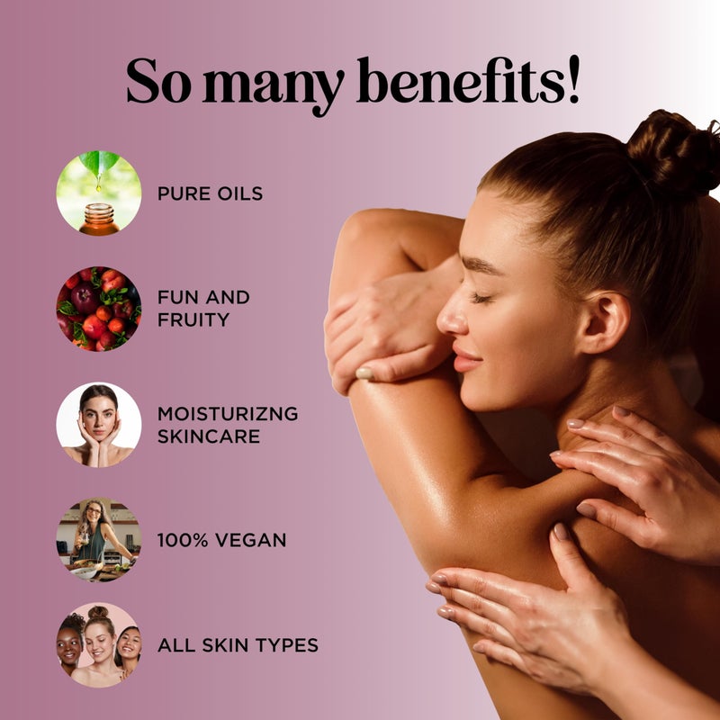 Maple Holistics Berry Sensual Massage Oil for Couples - Fun and Fruity Full Body Massage Oil for Date Night with Smooth Gliding Coconut and Sweet Almond Oil with Tempting Berry Scent - Non GMO Gluten Free and Vegan - Image 3