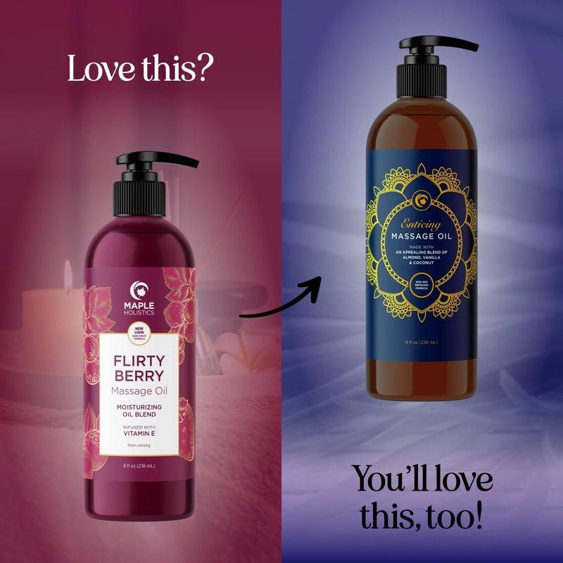 Maple Holistics Berry Sensual Massage Oil for Couples - Fun and Fruity Full Body Massage Oil for Date Night with Smooth Gliding Coconut and Sweet Almond Oil with Tempting Berry Scent - Non GMO Gluten Free and Vegan - Image 5