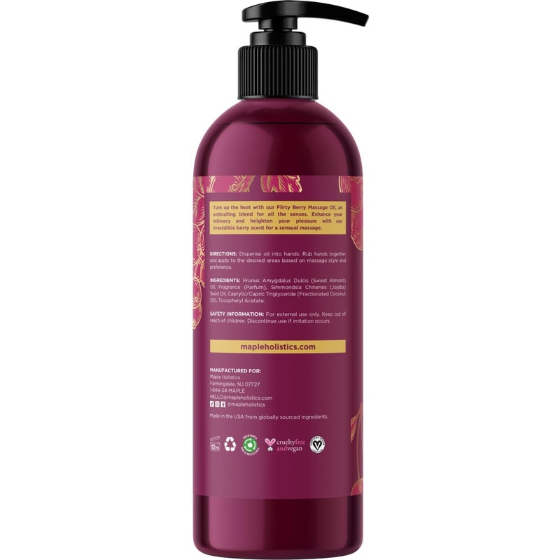 Maple Holistics Berry Sensual Massage Oil for Couples - Fun and Fruity Full Body Massage Oil for Date Night with Smooth Gliding Coconut and Sweet Almond Oil with Tempting Berry Scent - Non GMO Gluten Free and Vegan - Image 4
