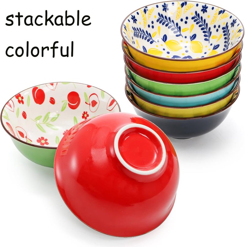 Cedilis 12 Pack Small Ceramic Bowls 10 Floz Porcelain Dessert Bowls Assorted Colorful Ice Cream Bowl Decorative Bowl Set for Dip Condiments Side Dishes Soup Snack Yogurt Appetizer Rice - Image 4