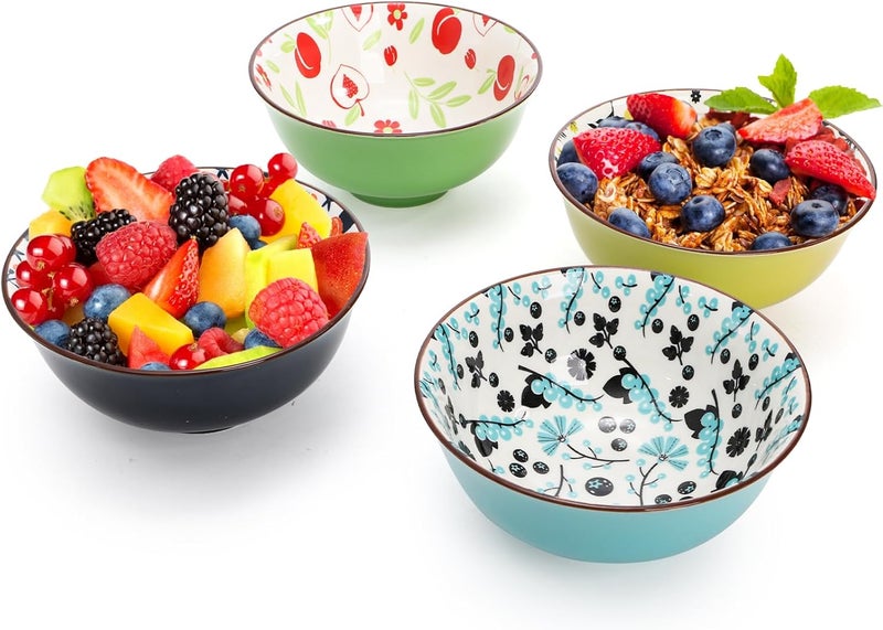 Cedilis 12 Pack Small Ceramic Bowls 10 Floz Porcelain Dessert Bowls Assorted Colorful Ice Cream Bowl Decorative Bowl Set for Dip Condiments Side Dishes Soup Snack Yogurt Appetizer Rice - Image 5