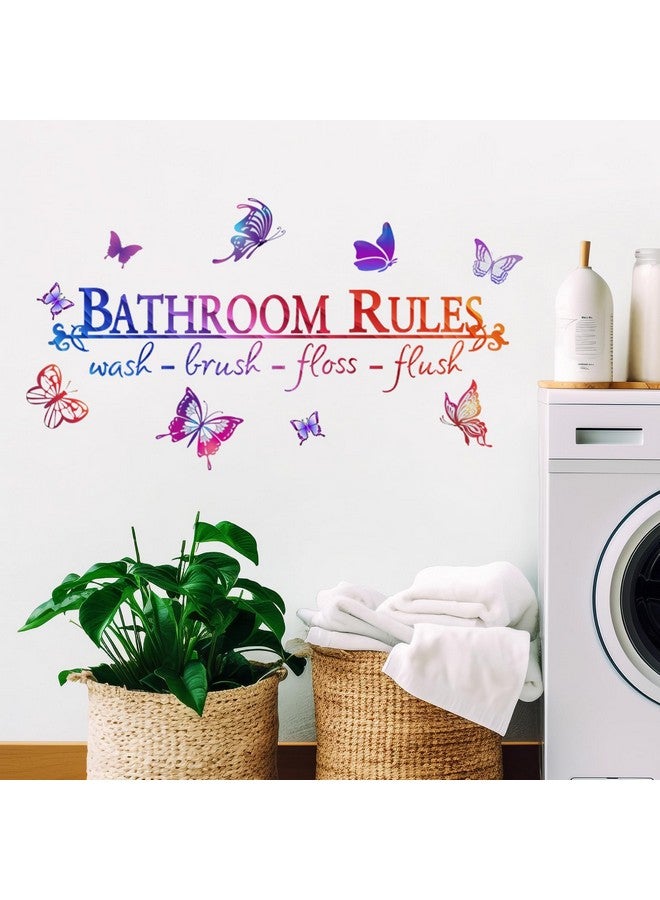 LiveGallery Creative Colorful Quotes Bathroom Rules Wall Stickers Rainbow Butterfly with Educateation Lettering Saying Wall Decals for Bathroom Washroom Washbasin Office Home Decoration - Image 4