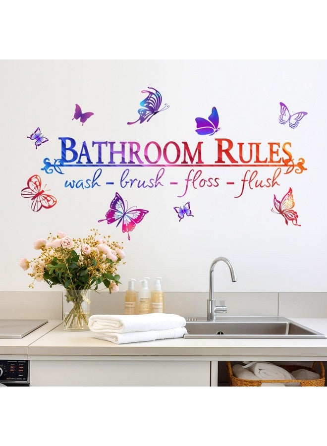 LiveGallery Creative Colorful Quotes Bathroom Rules Wall Stickers Rainbow Butterfly with Educateation Lettering Saying Wall Decals for Bathroom Washroom Washbasin Office Home Decoration - Image 5
