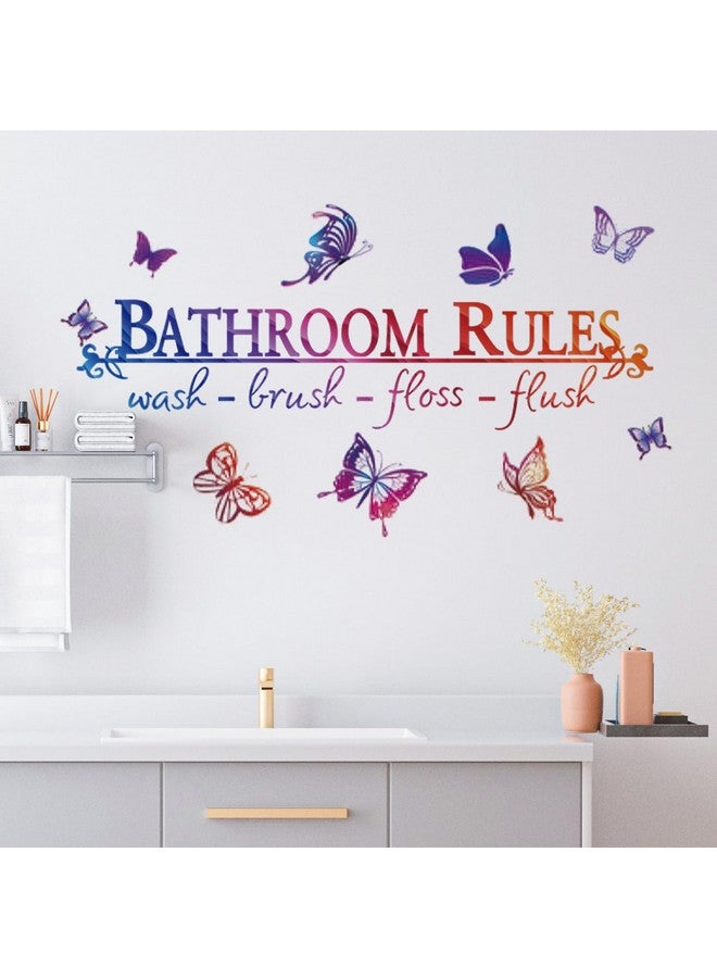LiveGallery Creative Colorful Quotes Bathroom Rules Wall Stickers Rainbow Butterfly with Educateation Lettering Saying Wall Decals for Bathroom Washroom Washbasin Office Home Decoration - Image 1