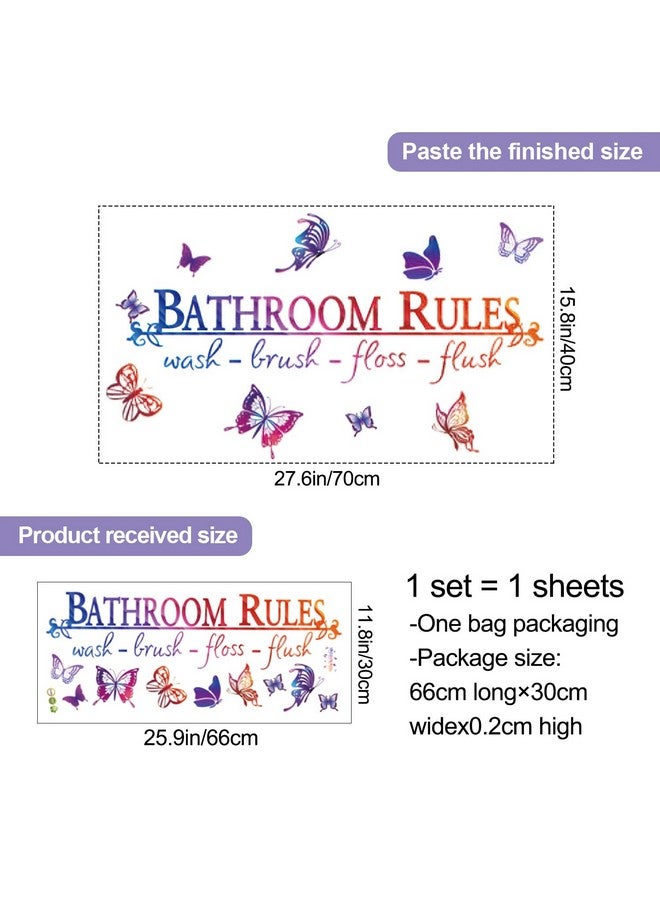 LiveGallery Creative Colorful Quotes Bathroom Rules Wall Stickers Rainbow Butterfly with Educateation Lettering Saying Wall Decals for Bathroom Washroom Washbasin Office Home Decoration - Image 2