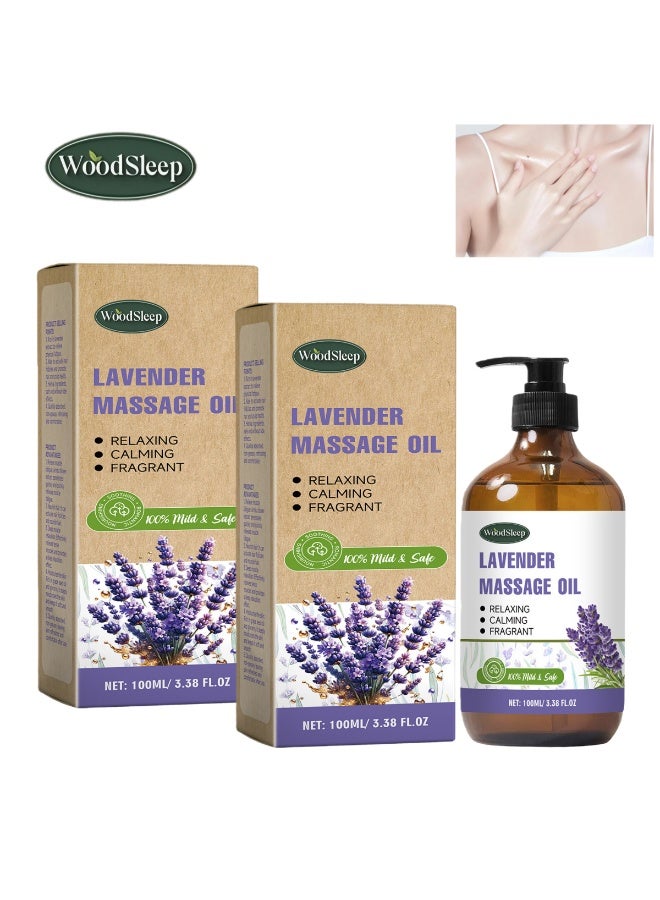 WoodSleep 2-Pack Lavender Oil Massage Oils For Massage Therapy, Massage Oils For Date Night, Massage Oil For Muscle Pain, Gua Sha Relaxing Body Oil, Natural Lavender Oil For Skin Hair, Fragrance Hair Oil For Women Men - Image 1