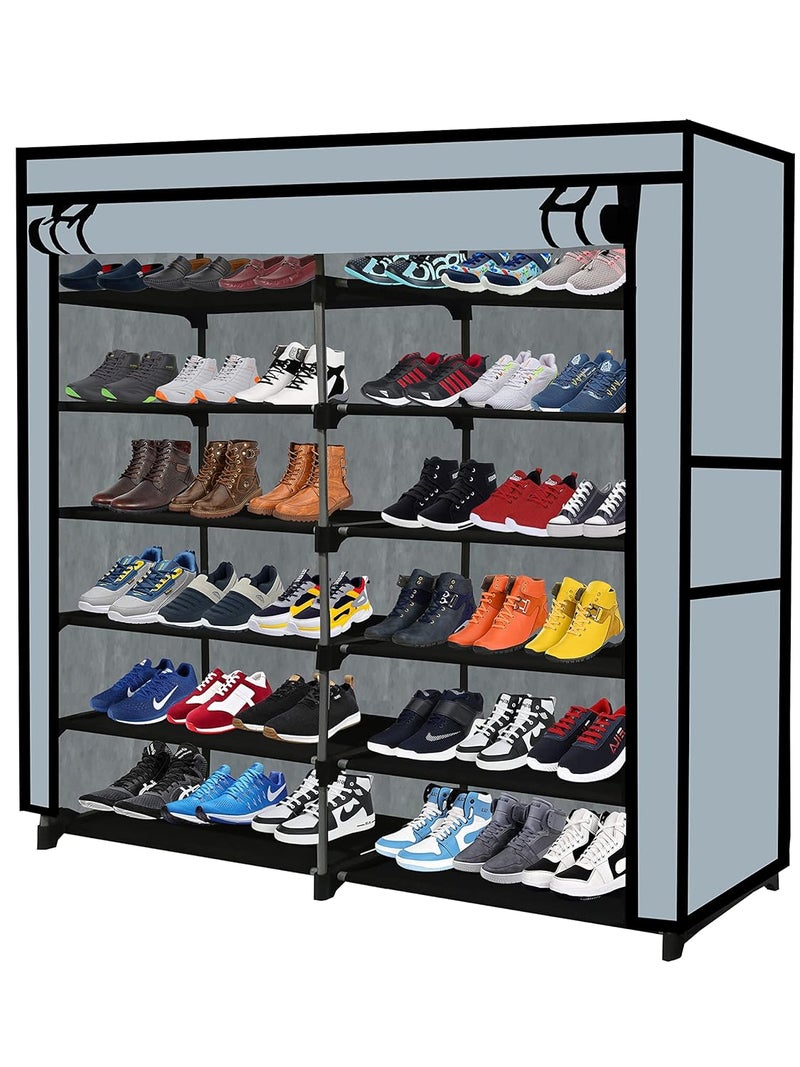 SANAMSTORE 12 Layer Collapsible Fabric Wardrobe Organizer for Clothes DIYGrey - Image 1