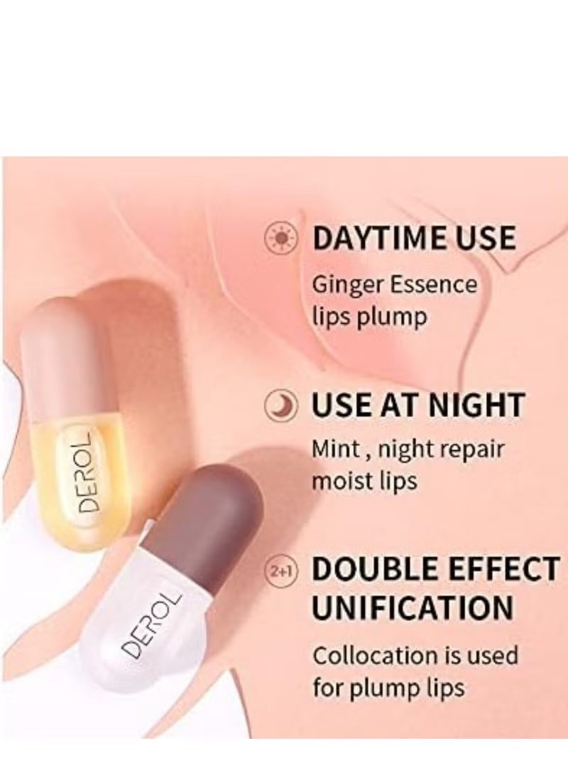 ديرول مجموعة تكبير الشفاه، سيروم طبيعي لتكبير الشفاه والعناية بها، قناع للشفاه، ملمع شفاه، محسن للشفاه للحصول على شفاه أكثر امتلاءً، حشو للشفاه، للحصول على شفاه ممتلئة، تقليل الخطوط الدقيقة وترطيب الشفاه، زيادة مرونة الشفاه (5.5 مل × 2) - Image 5
