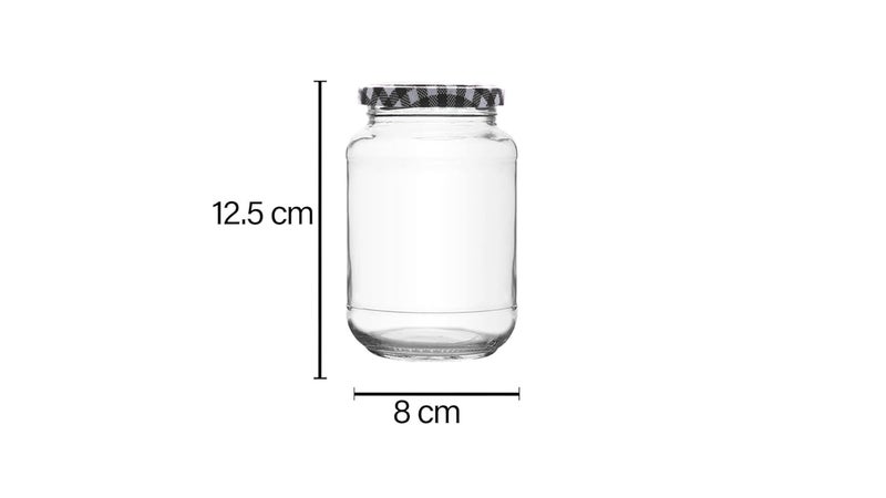 Croco Jar 500Ml Glass Jar Round Shape With Black White Strip Cap Rust Proof Air Tight Kitchen Stuff Storage Glass Jar 12 - Image 2
