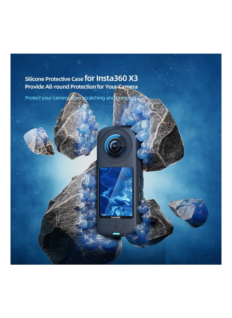 Generic Silicone Protective Case and Lens Guards for Insta360 X3, Anti-Scratch Body Silicone Cover and Waterproof Lens Protector  - Image 3