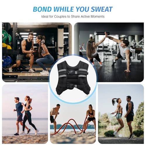ZELUS Weighted Vest, 6lb/8lb/12lb/16lb/20lb/25lb/30lb Weight Vest with Reflective Stripe for Workout, Strength Training, Running, Fitness, Muscle Building, Weight Loss, Weightlifting, Black(16 lb) - Image 4