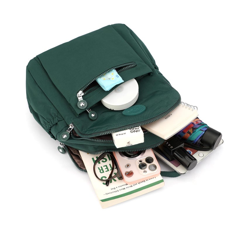 Tanweibago Mini Nylon Women Backpacks,11L Small Ladies backpacks Casual Lightweight Women Shopping Travel Daypack (Dark Green) - Image 2