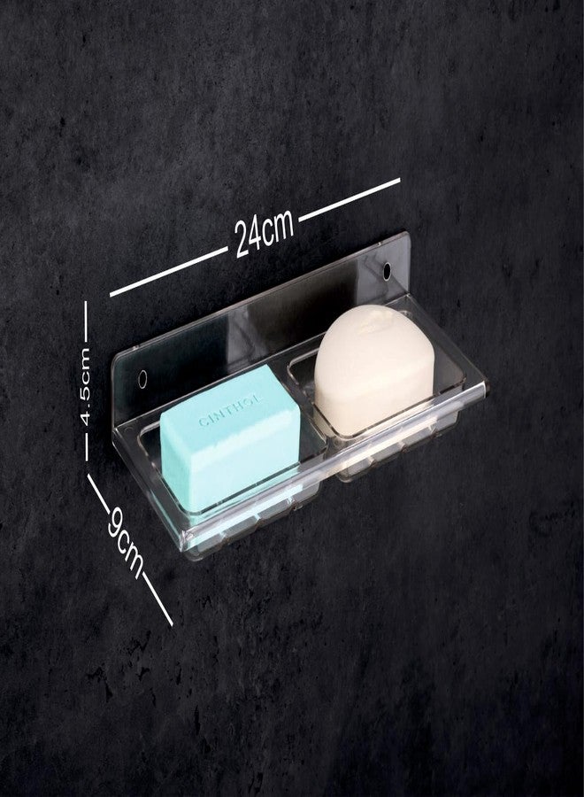 TRYOTONE Wall-Mounted Double Soap Dish Holder | Stainless Steel Base with Transparent Drain Tray | Rust-Proof & Durable Design for Bathroom, Kitchen, or Hotel Use | Space-Saving Organizer - Image 3