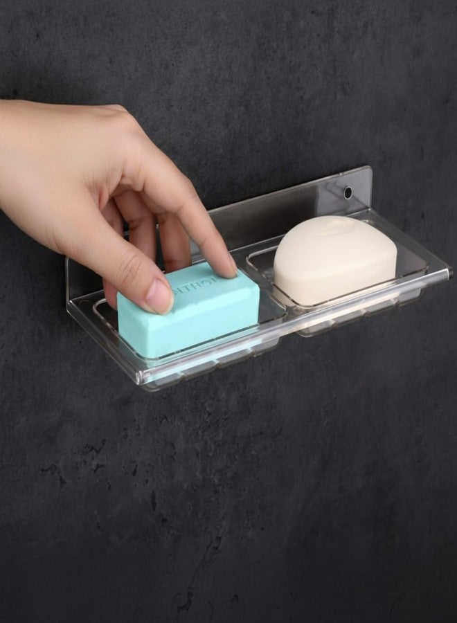 TRYOTONE Wall-Mounted Double Soap Dish Holder | Stainless Steel Base with Transparent Drain Tray | Rust-Proof & Durable Design for Bathroom, Kitchen, or Hotel Use | Space-Saving Organizer - Image 2