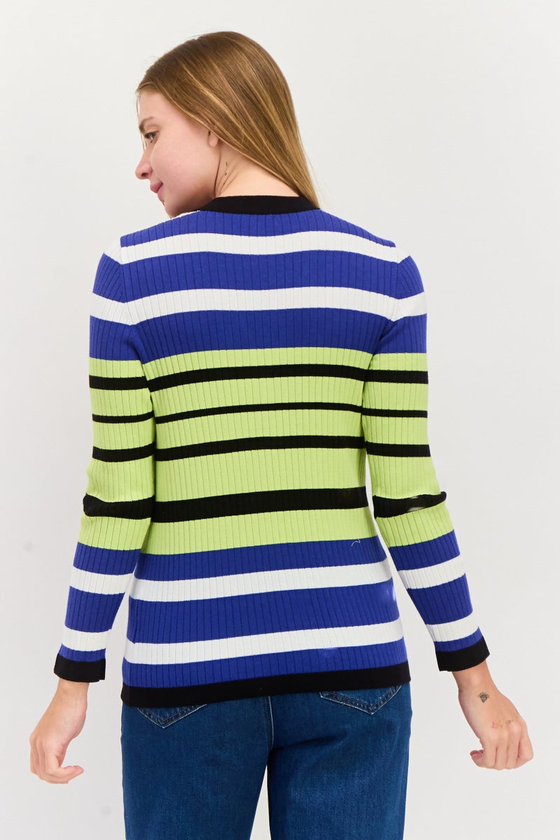 Jones New York Women V-Neck Textured Cardigan, Blue  - Image 2