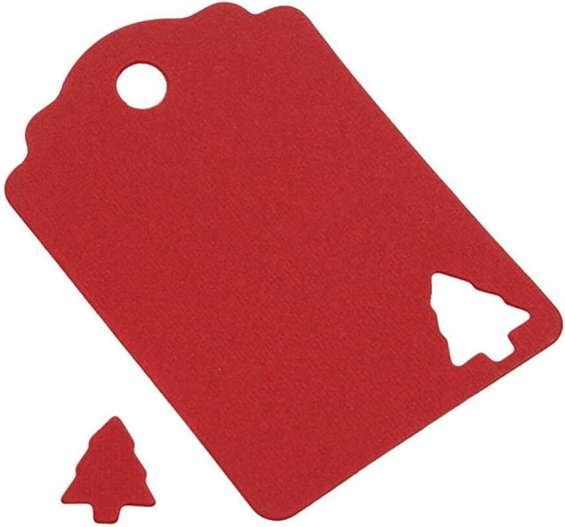 klarako Red Christmas Tree Hanging Tag: 100pcs Gift Tag with 10M Hemp Rope, Christmas Tree Design Kraft Paper Decor Present Gift Labels - Image 4