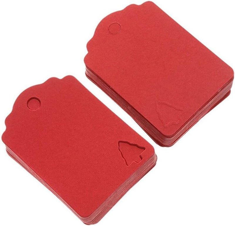 klarako Red Christmas Tree Hanging Tag: 100pcs Gift Tag with 10M Hemp Rope, Christmas Tree Design Kraft Paper Decor Present Gift Labels - Image 5