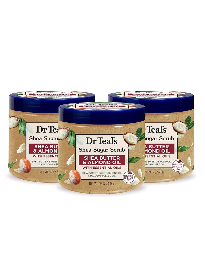 Dr Teal's Dr Teal's Shea Sugar Body Scrub, Shea Butter with Almond Oil & Essential Oils, 19 oz (Pack of 3) (Packaging May Vary)  - Image 1