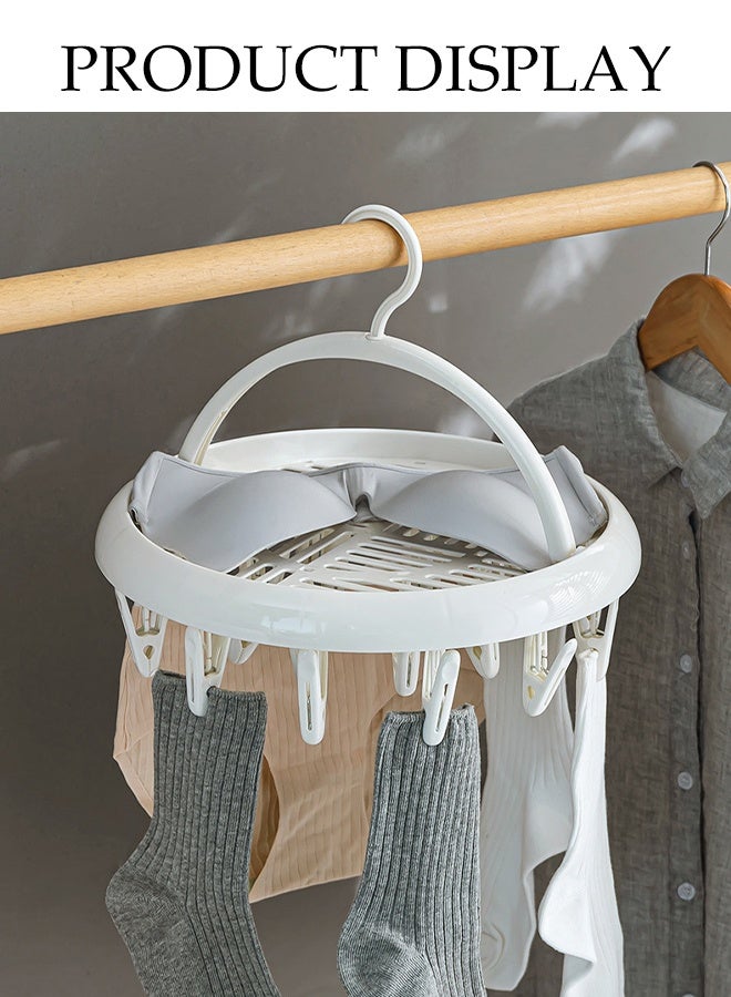 DUNISO Multi-Functional Sock Dryer Foldable Sock Dryer Hanger with Strong Clips Plastic Rustproof Durable Sock Hanger Space-Saving Rotary Wind-sock Dryer Hanger with Hollow Out Drying Tray for Shoe Insoles, Socks, Underwear, Baby Clothes - Image 2