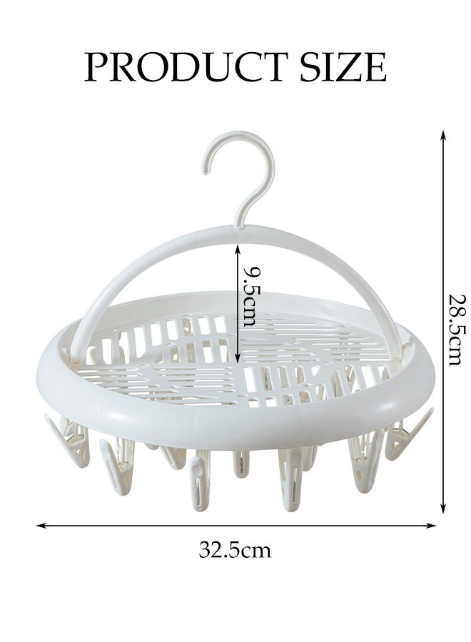 DUNISO Multi-Functional Sock Dryer Foldable Sock Dryer Hanger with Strong Clips Plastic Rustproof Durable Sock Hanger Space-Saving Rotary Wind-sock Dryer Hanger with Hollow Out Drying Tray for Shoe Insoles, Socks, Underwear, Baby Clothes - Image 4