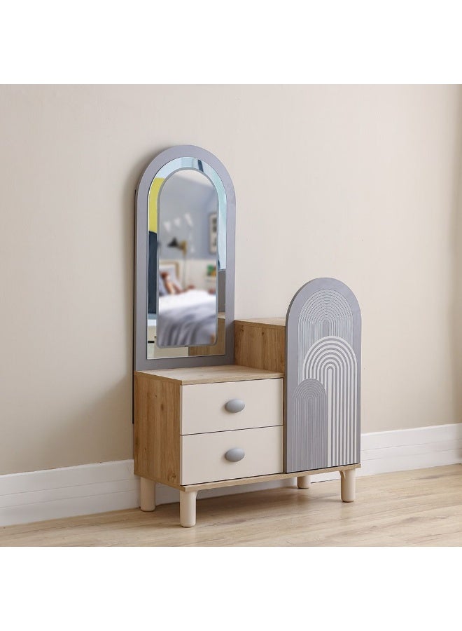 DANUBE HOME خزانة زيتا باللونين الأبيض الفاتح والرمادي مع مرآة وإضاءة LED - أثاث تخزين أنيق لغرفة النوم - خشب مصنّع، تشطيب ميلامين - الحجم: L90xW42.1xH155cm - Image 1