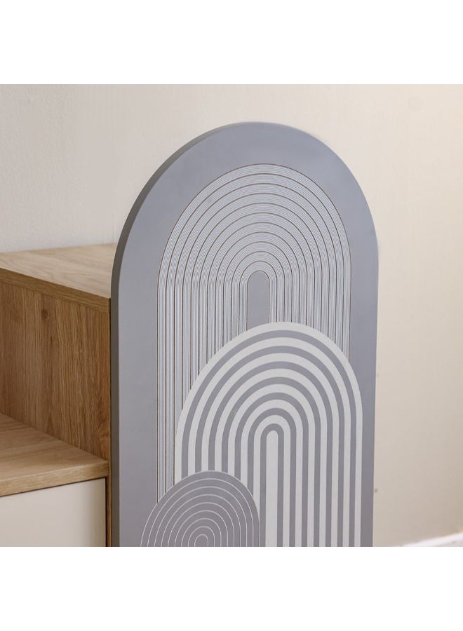 DANUBE HOME خزانة زيتا باللونين الأبيض الفاتح والرمادي مع مرآة وإضاءة LED - أثاث تخزين أنيق لغرفة النوم - خشب مصنّع، تشطيب ميلامين - الحجم: L90xW42.1xH155cm - Image 3