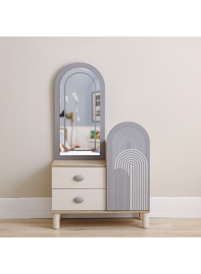 DANUBE HOME خزانة زيتا باللونين الأبيض الفاتح والرمادي مع مرآة وإضاءة LED - أثاث تخزين أنيق لغرفة النوم - خشب مصنّع، تشطيب ميلامين - الحجم: L90xW42.1xH155cm - Image 2
