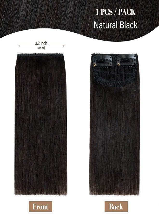 S-noilite Clip in Hair Extensions for Short Hair 100% Real Human Hair 1PCS 2 Clips Clip in Hairpieces For Women with Thinning Hair Add Volume 8g 4Inch-Natural Black - Image 2