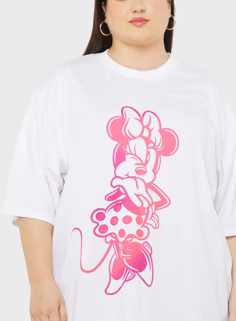 Disney Minnie Oversize Front & Back Print T-Shirt