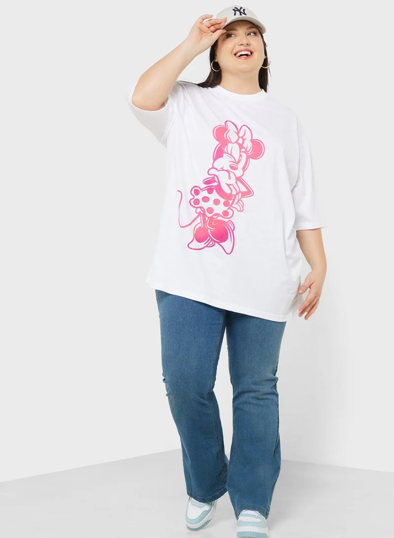 Disney Minnie Oversize Front & Back Print T-Shirt