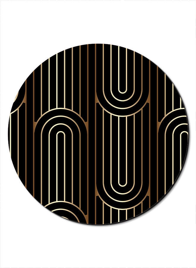 Loquat Repeated Lines Texture Printed Anti-Slip Mouse Pad 7.8inch Black/Brown/Gold - Image 1