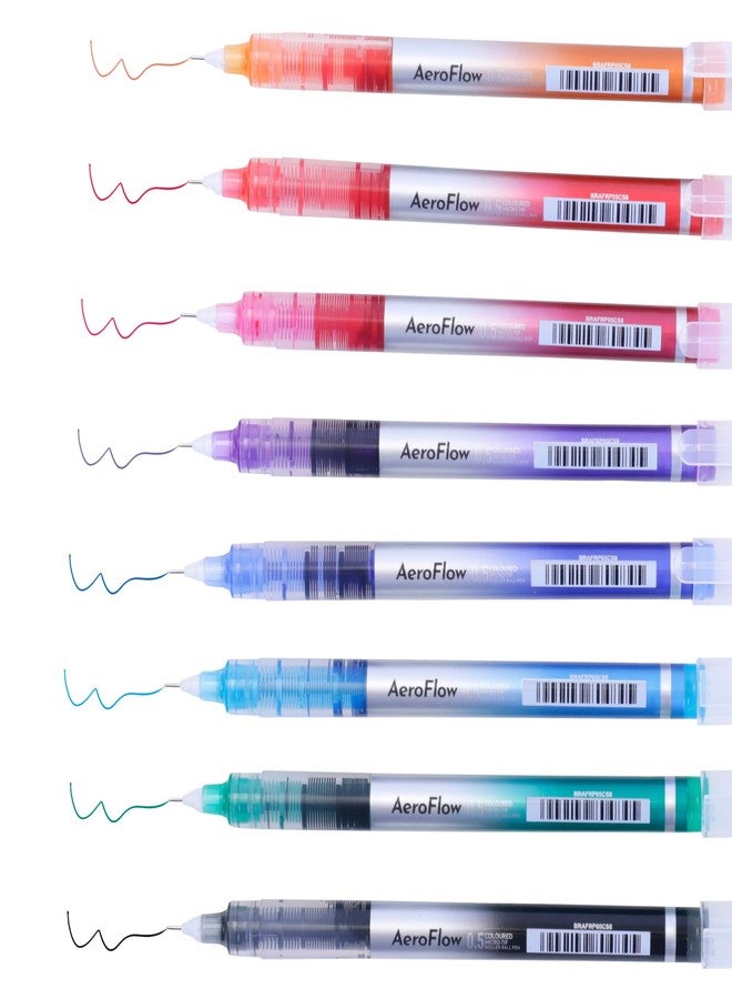 BRUSTRO AeroFlow Coloured Micro-Tip Roller Ball Pen | Tip size - 0.5 mm - Set of 8 |Leakproof, Quick Dry, Acid-Free, Non-Toxic,Fade Resistant,Ideal for Drawing,Doodling, Office, Stationery, School use - Image 2