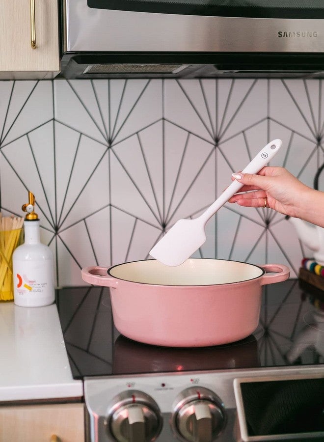 The Silicone Kitchen ملعقة سيليكون محسّنة للمطبخ، ملعقة رفيعة، ملعقة سيليكون بيضاء أنيقة، طقم ملاعق سيليكون من 3 قطع، لون أبيض كريمي - Image 3