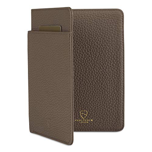 VAULTSKIN Leather Passport Holder Slim RFID Blocking Travel Wallet for Men and Women Fits Passport Credit Cards ID Cash Passport Cover Ideal Travel Accessories with Gift Box M BrownKensington - Image 1