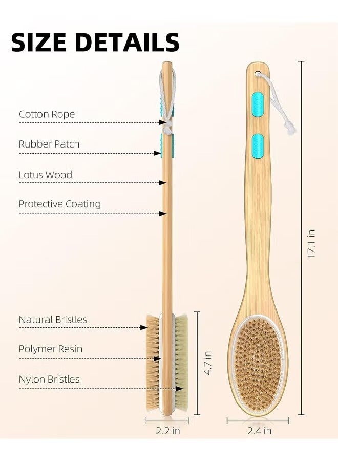 Shower Brush with Soft and Stiff Bristles, Bath Dual-Sided Long Handle Back Scrubber Body Exfoliator for Wet or Dry Brushing - Image 5