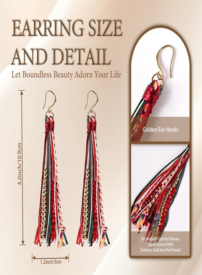 Daieeparty Bohemian Dangle Earrings for Women with Long Tassel Design Drop Earrings - Image 2