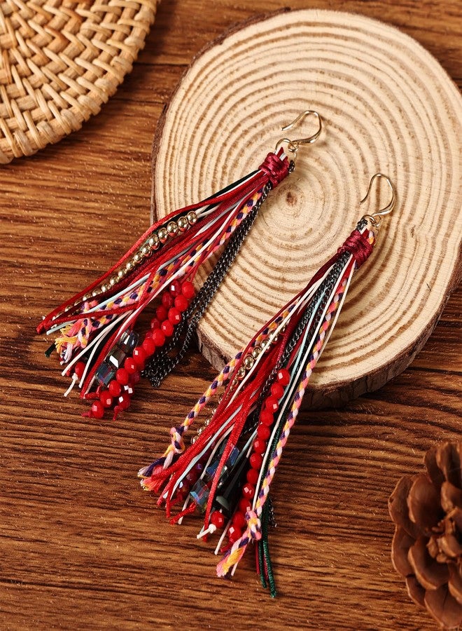 Daieeparty Bohemian Dangle Earrings for Women with Long Tassel Design Drop Earrings - Image 3