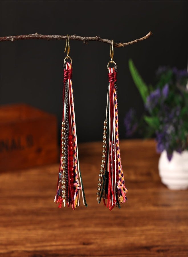 Daieeparty Bohemian Dangle Earrings for Women with Long Tassel Design Drop Earrings - Image 4