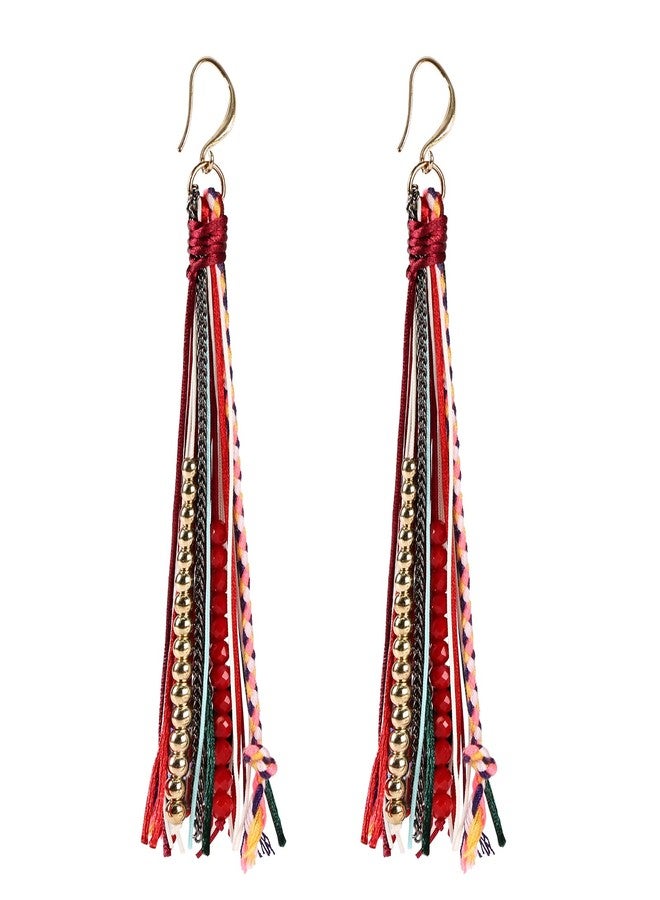 Daieeparty Bohemian Dangle Earrings for Women with Long Tassel Design Drop Earrings - Image 1