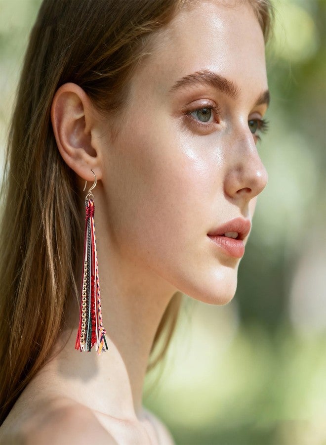 Daieeparty Bohemian Dangle Earrings for Women with Long Tassel Design Drop Earrings - Image 5