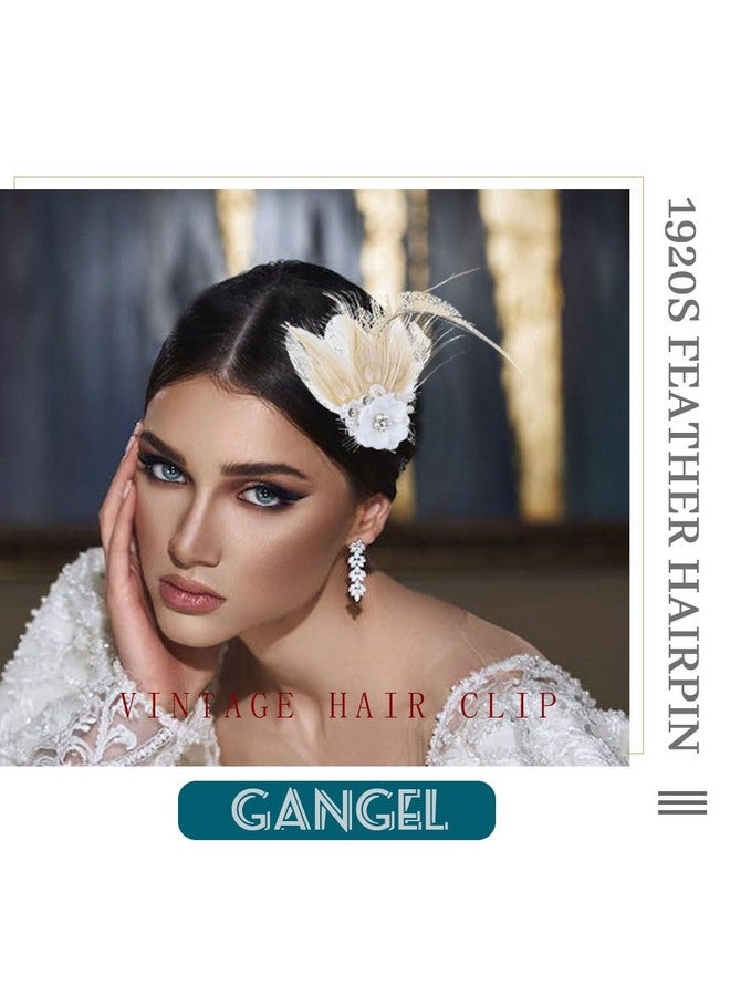 Gangel 1920S Flapper Headband Great Gatsby Hair Clip Roaring 20S Headpiece Vintage Flower Hairband Harlem Nights Prom Headbands For Women And Girls (White) - Image 3