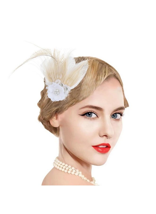 Gangel 1920S Flapper Headband Great Gatsby Hair Clip Roaring 20S Headpiece Vintage Flower Hairband Harlem Nights Prom Headbands For Women And Girls (White) - Image 4