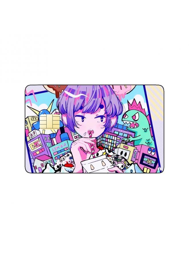 RKN PRINTED BANK CARD STICKER Cute Girl Drawing With Food - Image 2