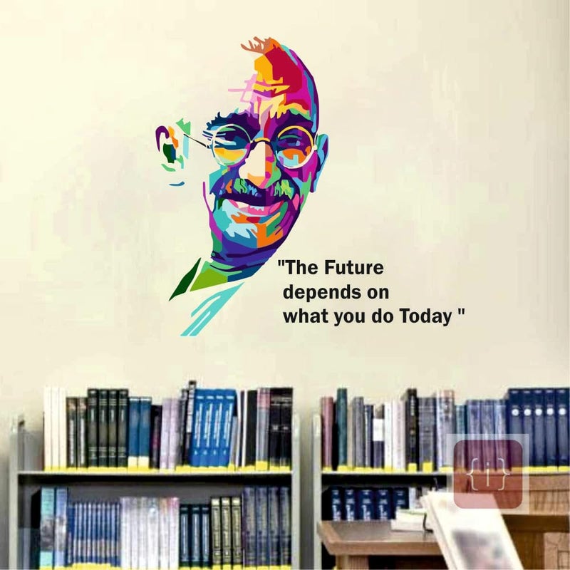 Sky Flying Mahatma Gandhi The Future Quotes Office - Inspirational - Motivational - Quotes - Wall Sticker for Kids Room, Living Room (Size - 78CM X 81CM) - Image 1