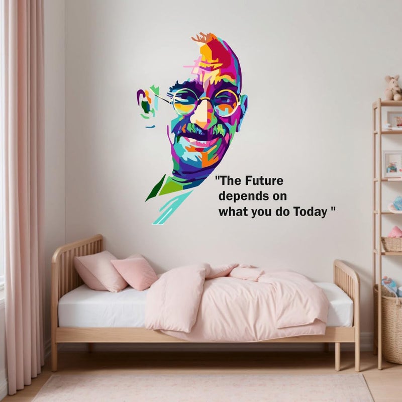 Sky Flying Mahatma Gandhi The Future Quotes Office - Inspirational - Motivational - Quotes - Wall Sticker for Kids Room, Living Room (Size - 78CM X 81CM) - Image 3